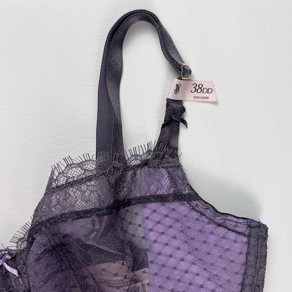 Victoria's Secret Dream Angels Purple Lace Unlined Balconette Bra 38DD NWT - Picture 4 of 7